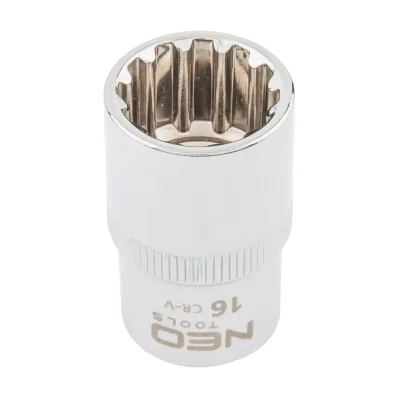 NEO Dugókulcs 16mm, 1/2", spline, min. rendelés: 3db
