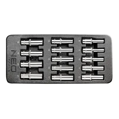 NEO Dugókulcskészlet 1/2”, hosszú, 8-21mm, műhelykocsitálcával, 14db