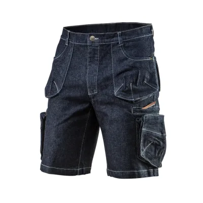 NEO Farmer munkás rövidnadrág, Denim, cipzáros oldalzsebekkel, 98% pamut, 410g/m2