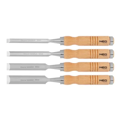NEO Favéső készlet 6, 12, 18, 24mm, 4db-os fa nyéllel faipari szerszám