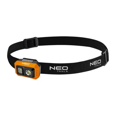 NEO Fejlámpa kínálódobozban, tölthető, mozgásérzékelős, 500lum fényerő, COB LED, rendelési egység: 12db