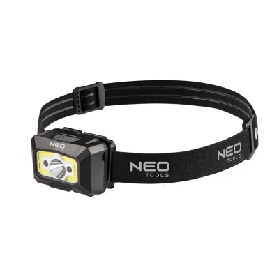 NEO Fejlámpa, tölthető, USB, 250 lum, COB LED + mozgásérzékelővel