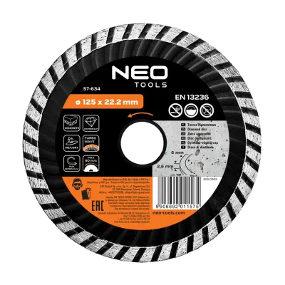 NEO Gyémánt vágókorong 125mm turbo hűtőbordás