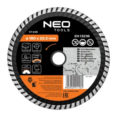 NEO Gyémánt vágókorong 180mm turbo hűtőbordás