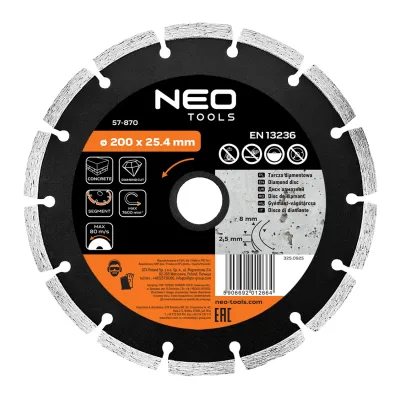 NEO Gyémánt vágókorong 200x25.4mm szegmenses