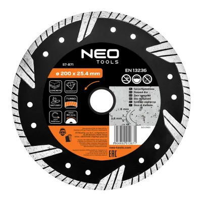 NEO Gyémánt vágókorong 200x25.4mm turbo