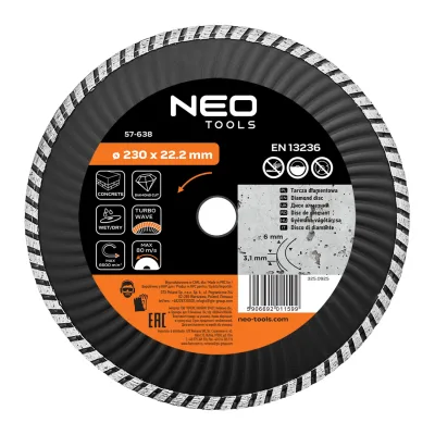 NEO Gyémánt vágókorong 230mm turbo hűtőbordás