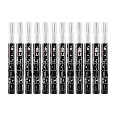 NEO Jelölőfilc, lakkfilc, vízálló festékkel, alu festéktartály, fehér, normál hegyű, rendelési egység: 12db építőipari kéziszerszám