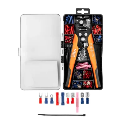 NEO Kábelcsupaszító fogó, automata 200mm + csatlakozók 230db fogók és csípőfogó