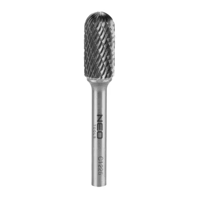 NEO Keményfém marófej, turbómaró, C, hengeres, élletöréssel, 12x25mm, szár méret 6x45mm