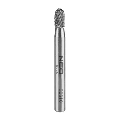 NEO Keményfém marófej, turbómaró, E csepp, ovális, 6x10mm, szár méret 6x45mm