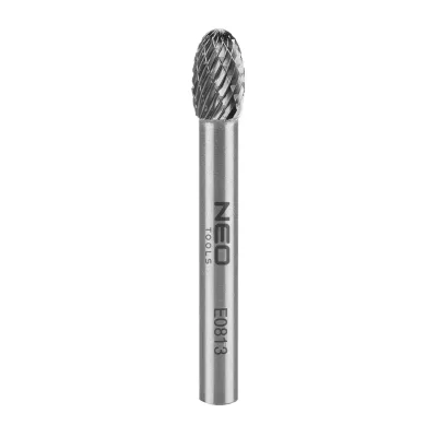 NEO Keményfém marófej, turbómaró, E csepp, ovális, 8x13mm, szár méret 6x45mm