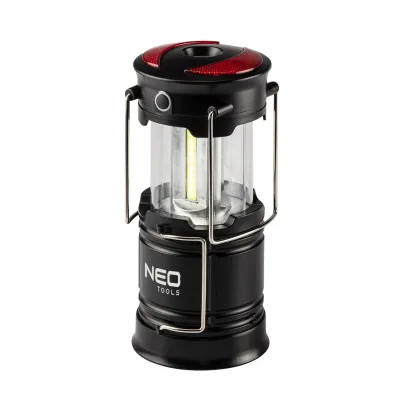 NEO Kempinglámpa, 3 funkciós, összecsukható, 200lum, elemes 3xAA, COB LED, 3W kézi