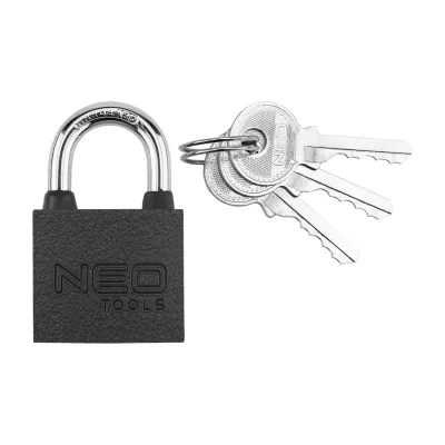 NEO Lakat 30mm, festett öntvény-acél, időjárásálló, 3 kulccsal lakatok és zár