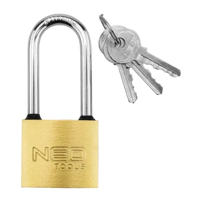 NEO Lakat 40mm hosszúkengyeles, réz-acél, időjárásálló, 3 kulccsal lakatok és zár