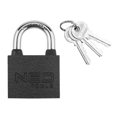NEO Lakat 50mm, festett öntvény-acél, időjárásálló, 3 kulccsal lakatok és zár