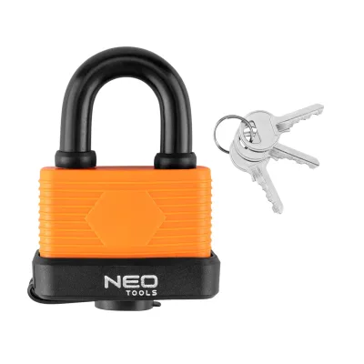 NEO Lakat vízálló 40mm, acél, 3 kulcsos, gumibevonatos lakatok és zár