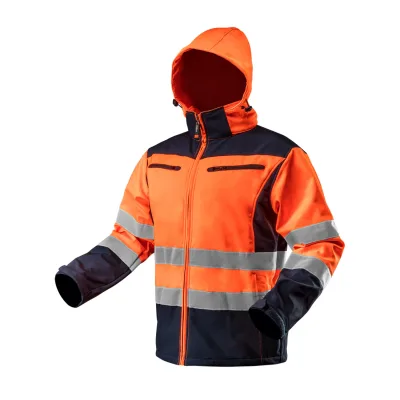 NEO Láthatósági softshell munkavédelmi kabát, kapucnival, narancssárga