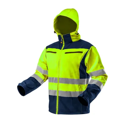 NEO Láthatósági softshell munkavédelmi kabát, kapucnival, sárga