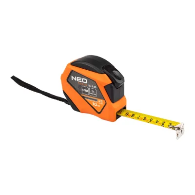 NEO Mérőszalag 10m / 25 mm, mágneses, autostop, skála mm/inch mérőeszköz