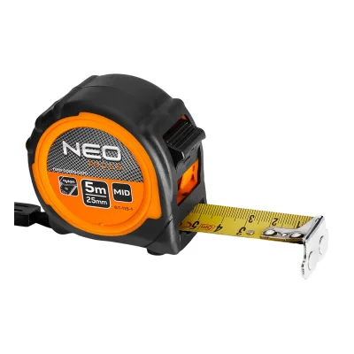 NEO Mérőszalag 5m / 25mm, mágneses, dupla fékes mérőeszköz