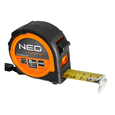 NEO Mérőszalag 8m / 25mm, mágneses, dupla fékes mérőeszköz