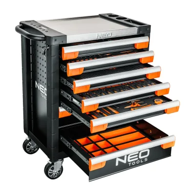 NEO Műhelykocsi 7 fiókkal, 330db szerszámmal 805x972x460mm, szerszámkocsi műhelykocsik és
