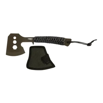 NEO Multifunkciós balta, rozsdamentes acél, teljes hossz 26cm, penge 8cm, paracord markolat, csavarkulcs funkció
