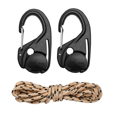 NEO Rugós kötélfeszítő karabíner + paracord kötél(3.5mmx1.5m) készlet, 3db