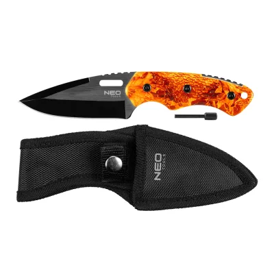 NEO Taktikai kés, full-tang, teljes hossz 20cm, rozsdamentes acél, kovakő tűzgyújtáshoz, 9cm penge