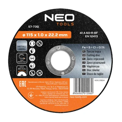 NEO Vágókorong fémhez 115x1mm INOX, min. rendelés: 5db
