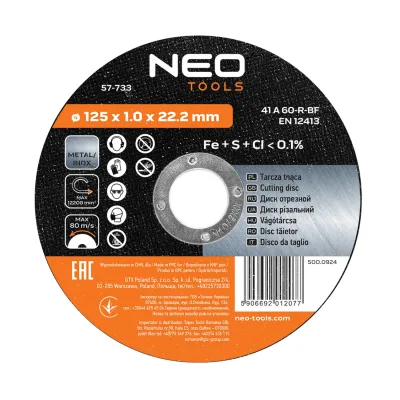 NEO Vágókorong fémhez 125x1mm INOX, min. rendelés: 5db