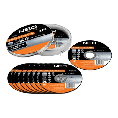NEO Vágókorong fémhez 125x1x22.2mm, 10db, 41A60-T-BF, INOX