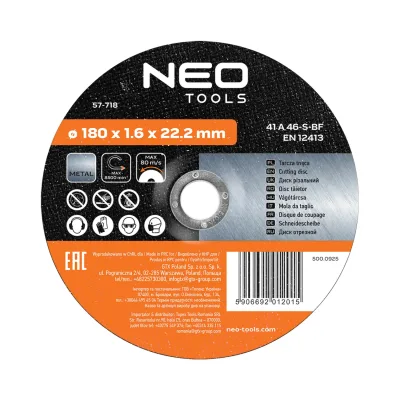 NEO Vágókorong fémhez 180x1.6x22mm, min. rendelés: 5db