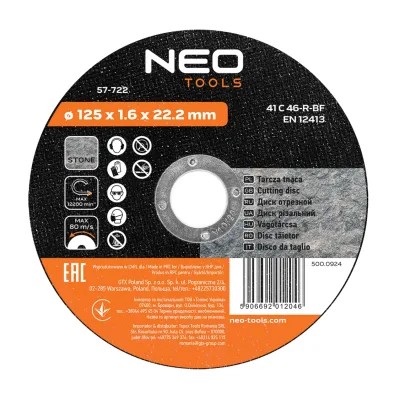 NEO Vágókorong kőhöz 125x1.6mm, min. rendelés: 5db