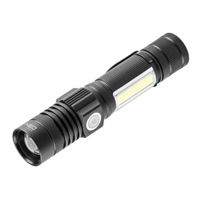 NEO Zseblámpa, tölthető, 2 funkciós, USB, 800lum CREE T6 LED, 10W kézi