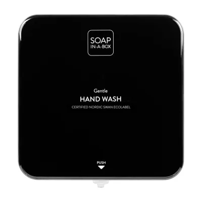 Nordik Soap-In-A-Box fényes fekete szappan adagoló, előlap