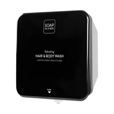 Nordik Soap-In-A-Box fényes fekete tusfürdő és sampon adagoló
