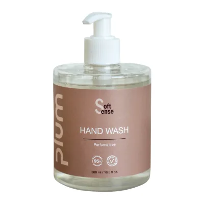 Plum Soft Sense fragrance-free soap, 500 ml pump bottle