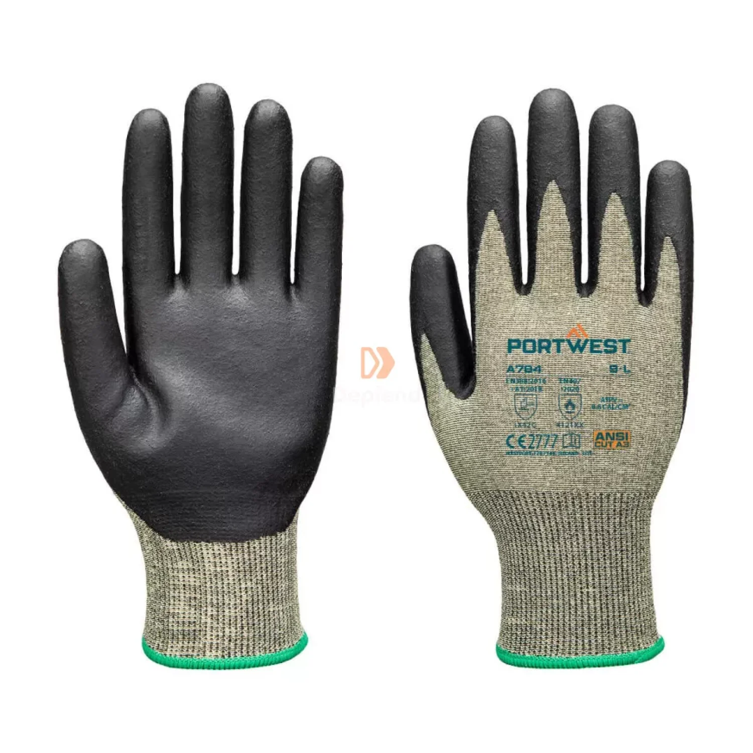 Portwest Arc Grip 18C Level 1 kesztyű Zöld / fekete