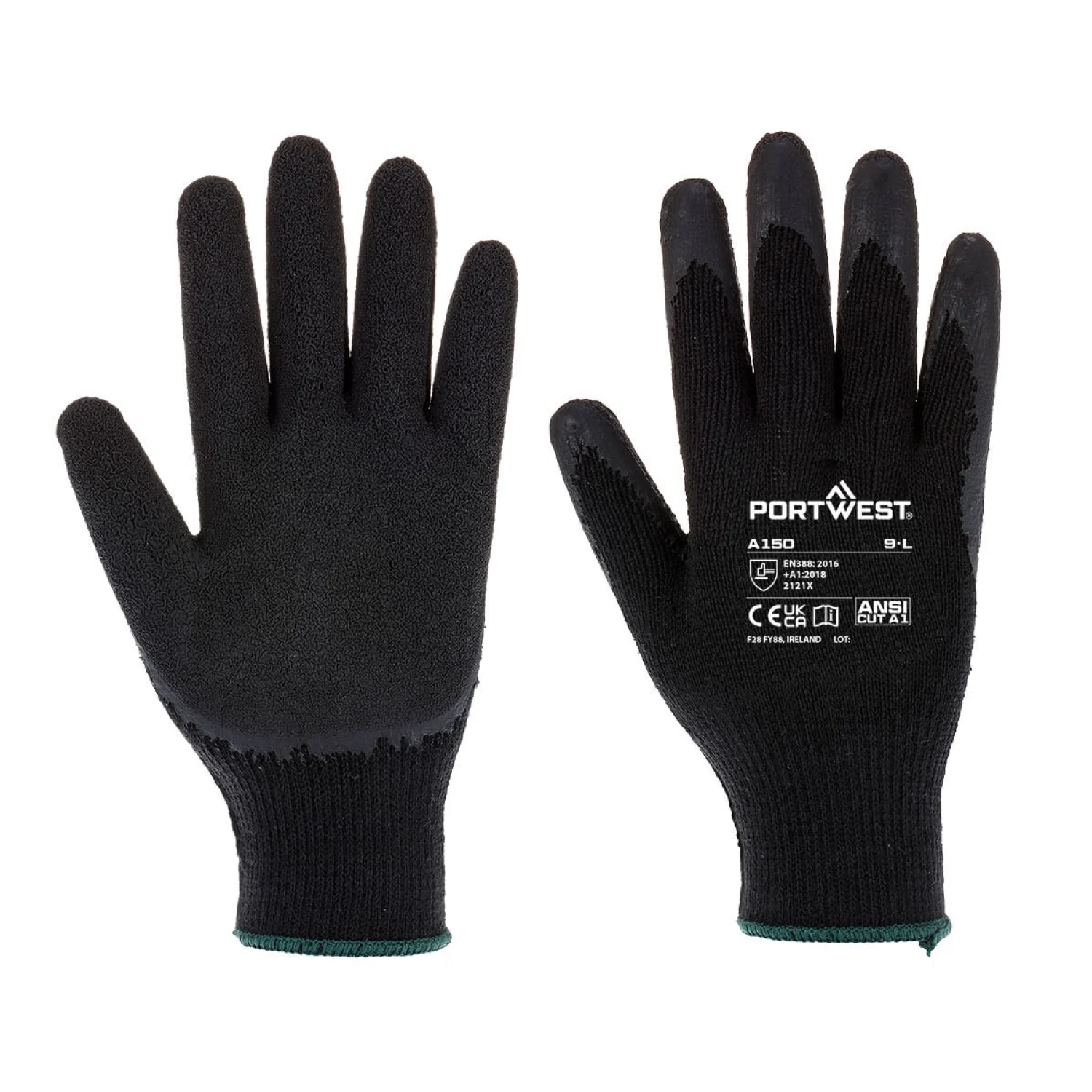 Portwest Classic Grip latex kesztyű Fekete