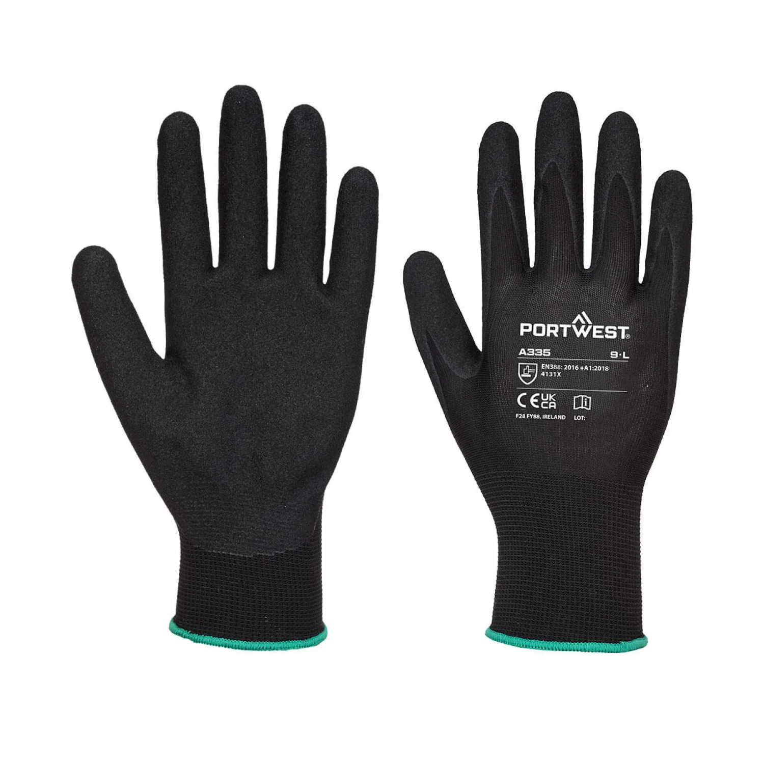 Portwest Dermi-Grip NPR15 Nitril Sandy kesztyű A335 Fekete