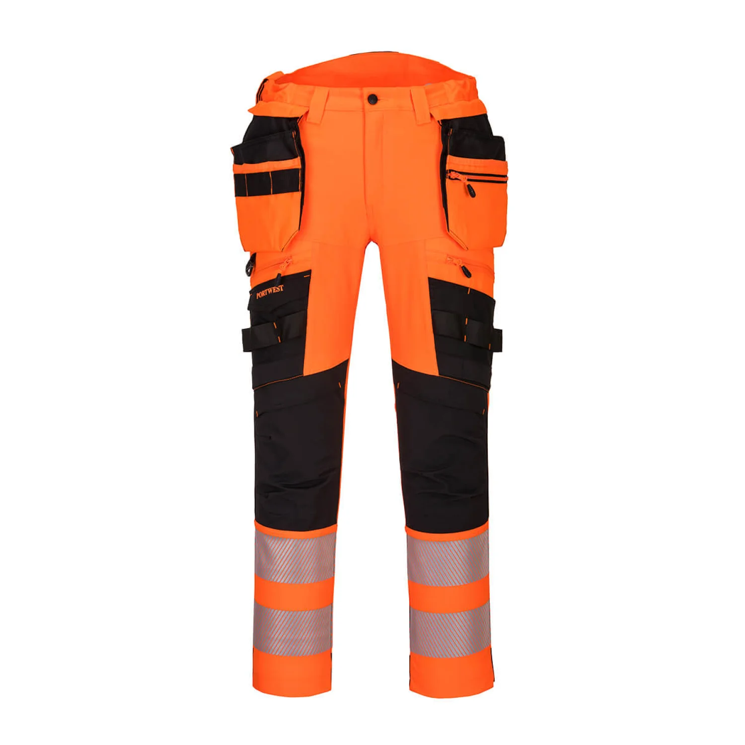 Portwest DX4 Hi-Vis nadrág lezippzározható lengőzsebbel DX442 Narancs/fekete