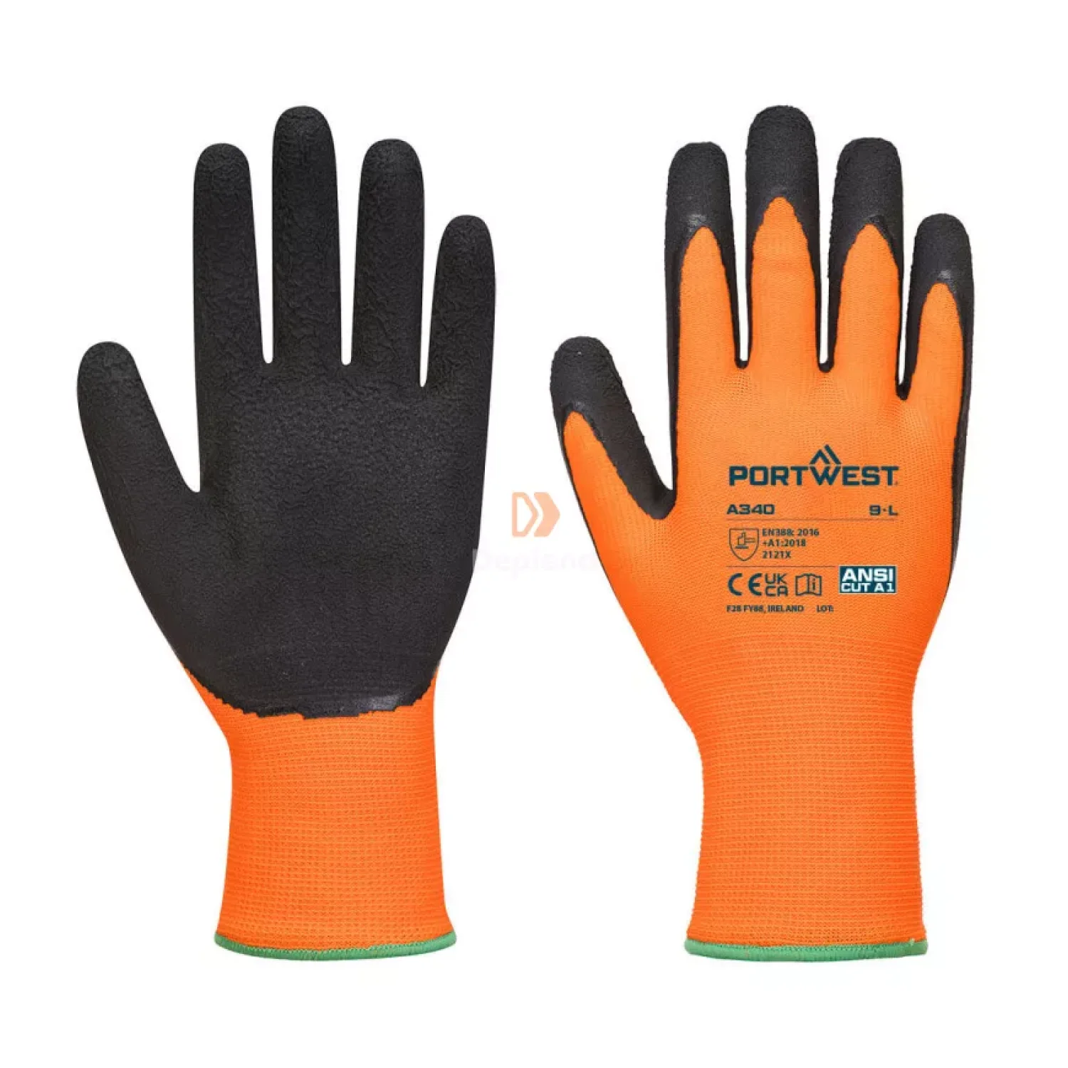 Portwest Hi-Vis Grip védőkesztyű - Latex Narancs / fekete