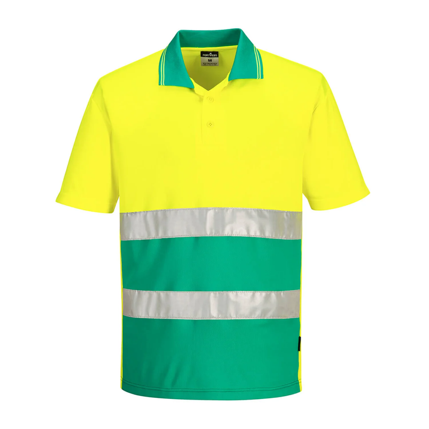 Portwest Hi-Vis Kéttónusú könnyű póló S/S Sárga/kékeszöld