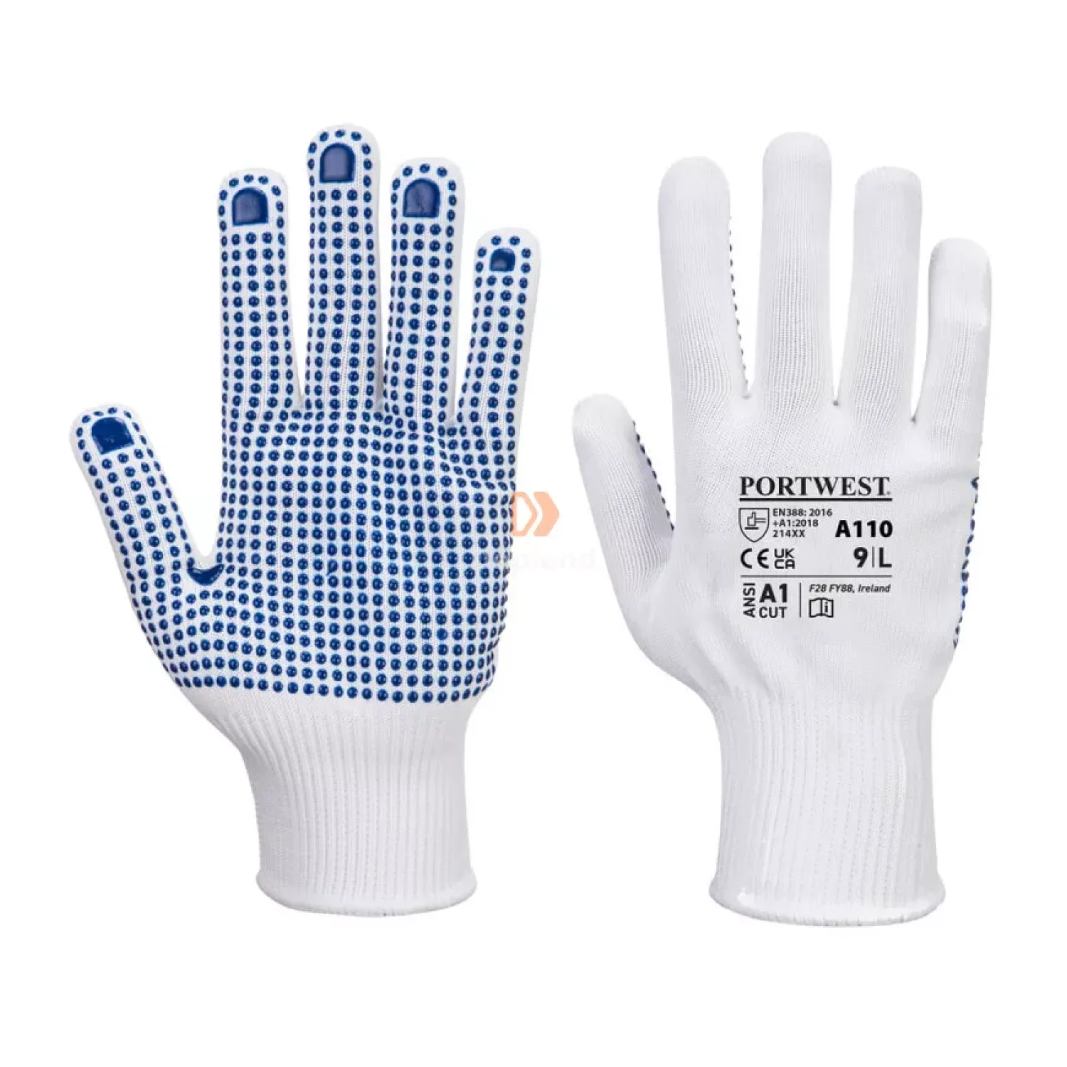 Portwest Nylon PVC pontozott kesztyű Fehér / kék