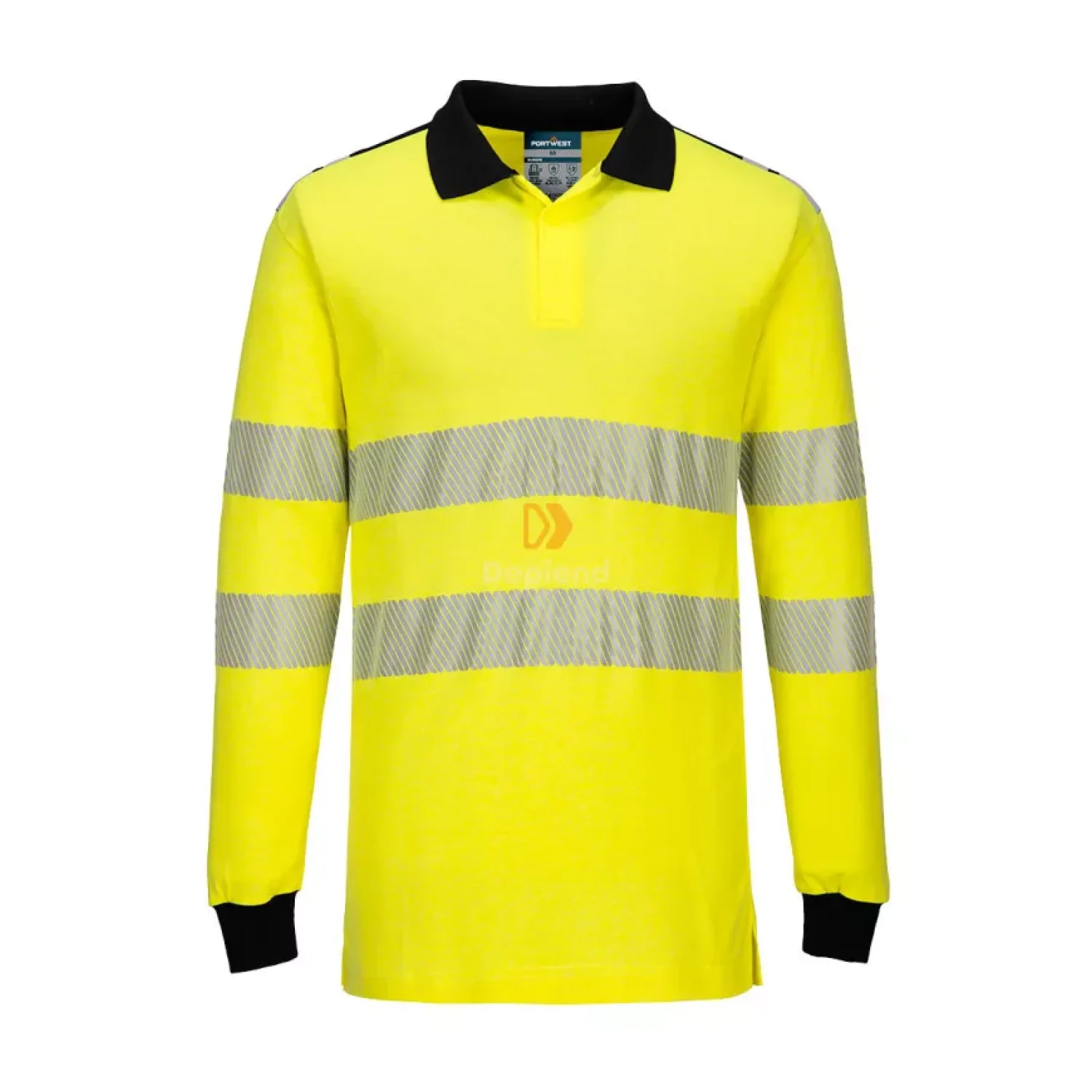 Portwest PW3 FR Modaflame Hi-Vis lángálló pólóing Sárga / fekete