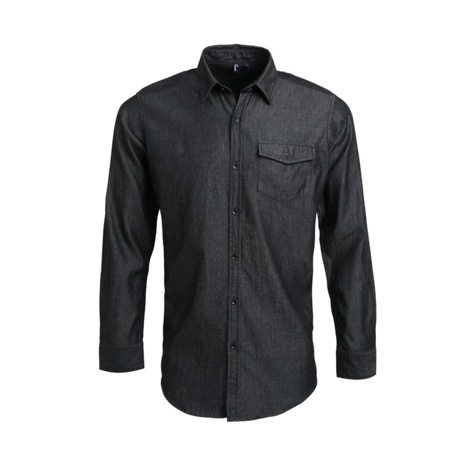 Premier Férfi denim ing farmer stílusú tűzéssel Fekete denim