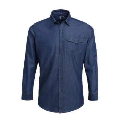Premier Férfi denim ing farmer stílusú tűzéssel