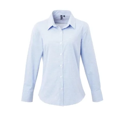 Premier Női aprókockás (gingham) hosszú ujjú pamut ing